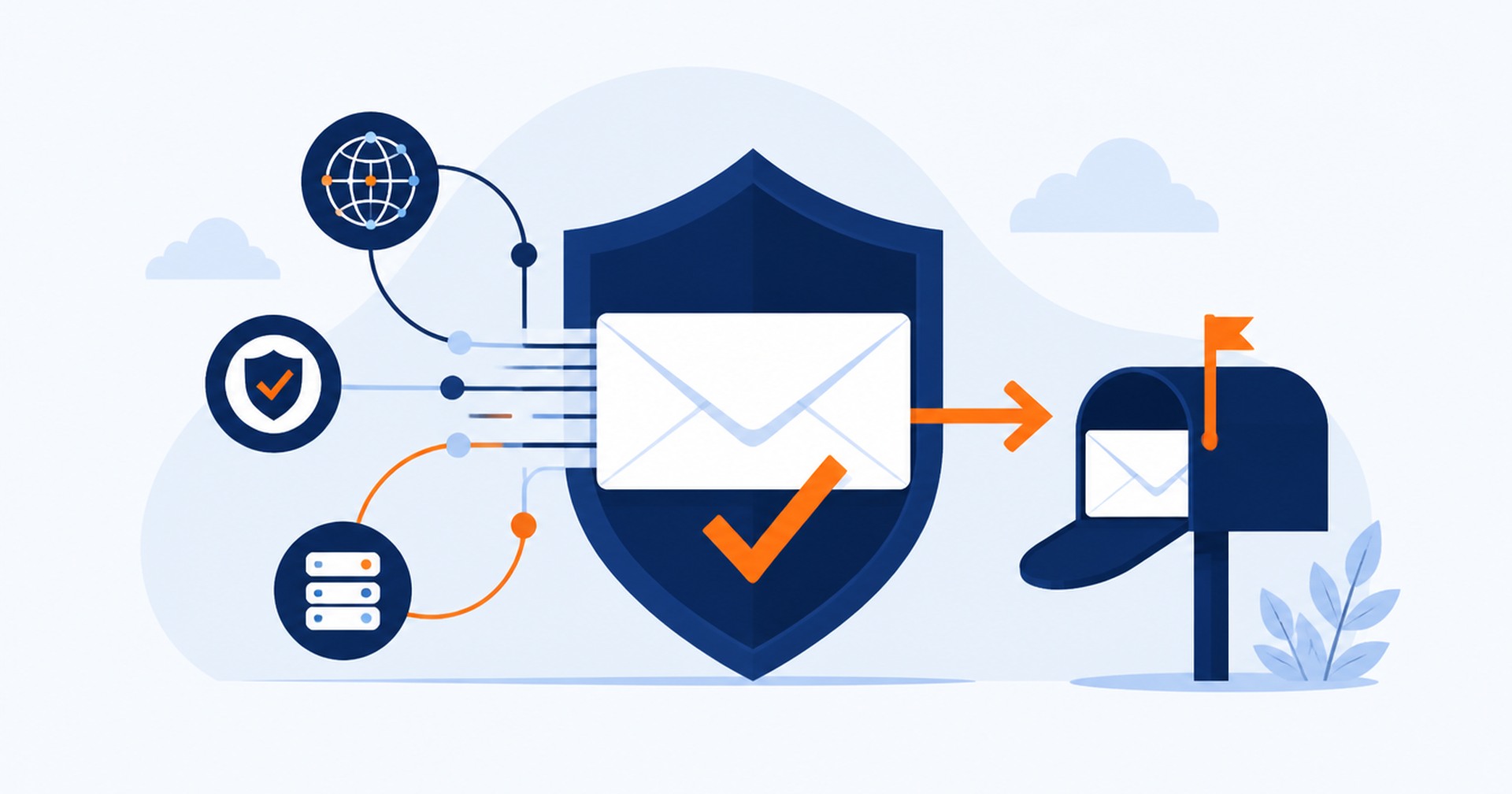 Authenticated email passing securely to a business inbox