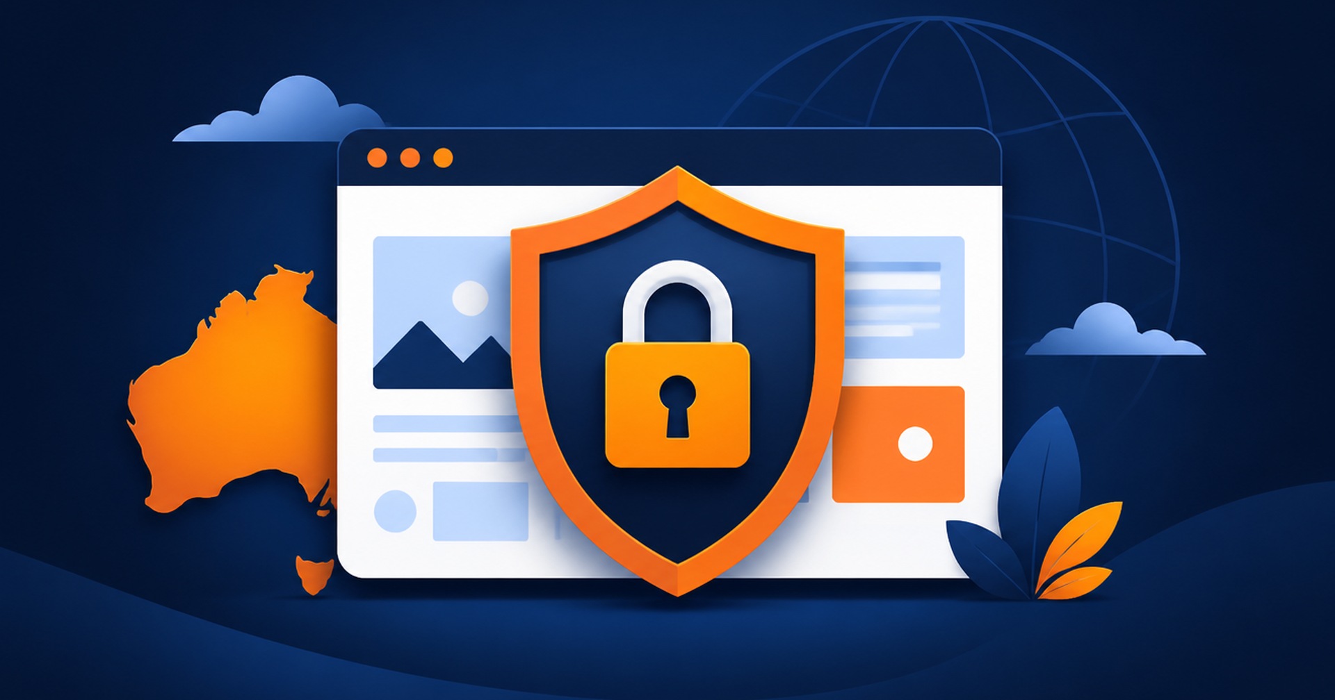 Browser protected by a shield and padlock representing SSL and HTTPS security